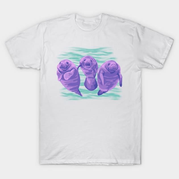Purple Manatees T-Shirt by Slightly Unhinged